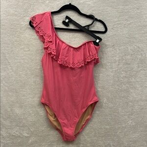 J. Crew Pink Ruffled One Piece Swimsuit